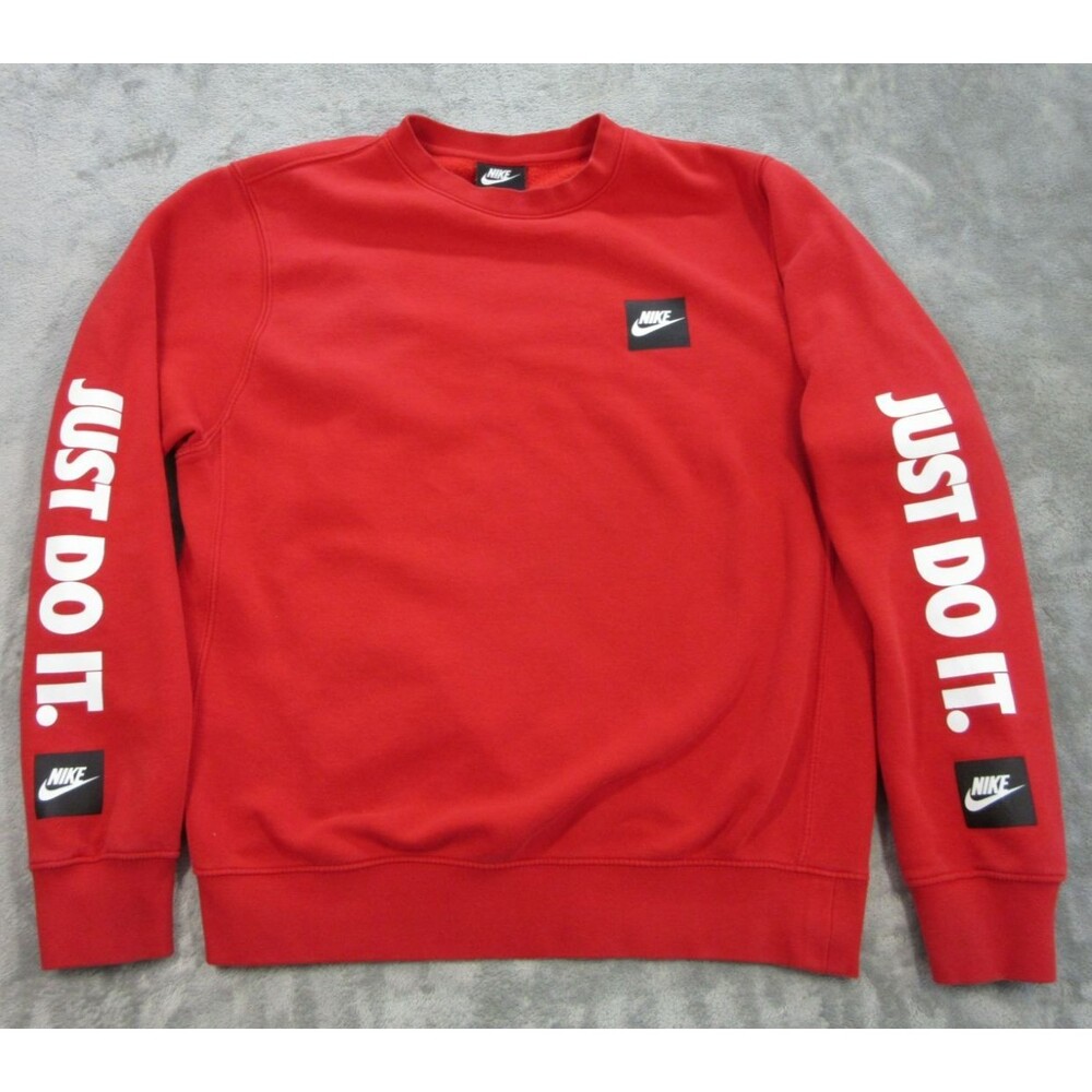 Nike Sweatshirt Mens Size Small Red Just Do It Logo Long Sleeve Pullover